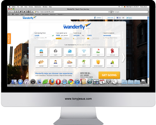 Screenshot of wanderfly website