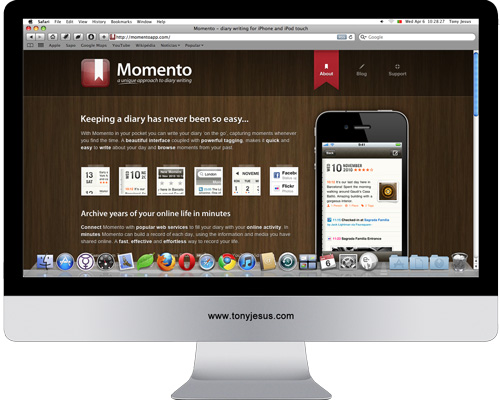 Screenshot of MomentoApp Website